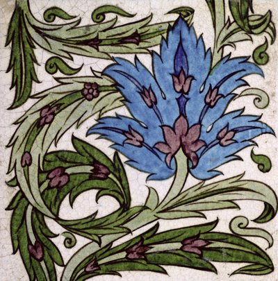 Fliese mit stilisiertem Blumendesign von William de Morgan